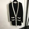 Charme élégant vestes longues mode col en V vêtements d'extérieur femme marque manteaux pull cachemire tricot vestes vêtements