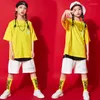 Abbigliamento da palcoscenico Abbigliamento da ballo per bambini Abbigliamento hip-hop Maglietta oversize Top Streetwear Pantaloncini estivi per ragazze Ragazzi Spettacolo jazz Abiti in costume da ballo