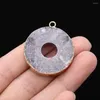 Pendant Necklaces Natural Gray Crystal Agate Mineral Stone Gem Handicraft Necklace Bracelet Earring Accessories For Woman 30x35mm