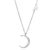Łańcuchy srebrne srebrny naszyjnik z gwiazdą księżyca dla kobiet biżuterii