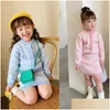 Clothing Sets Girls 2Pcs Knitting Kids Set Winter Long Sleeves Princess Top And Skirt Birthday Designed Uniform Fall Party Cloth 110 Dho9S