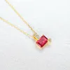 Sexy Pendant Necklace S925 Silver Square Ruby 3A Zirconia Heart Necklace Fashion Women Collar Chain Wedding Party Jewelry Valentine's Day Mother's Day Gift SPC