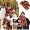 Halsdukar vinter retro halsduk röd rutig brittisk stil varma damer sjal lady wrap tassel stickade män foulard filt