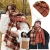 Écharpes d'hiver rétro écharpe rouge plaid style britannique chaud dames châle dame enveloppe gland tricoté hommes foulard couverture