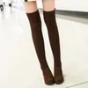 Boots Women's Boots Autumn Winter Thigh High Boots for Women Knitting Wool Long Boot Woman Brown Black Ladies botas de mujer 231123