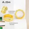 خواتم الزفاف Ayong Gold Color Learls Ring 21k مطلي بالحجر الأزرق الكوكتيل كوكتيل نساء أنيقة الحفلات الهدايا المجوهرات