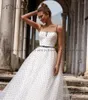 Vestido de noiva Adln vintage preto e branco A-line Torthle comprimento Boho vestido de noiva Bridal Tulle Tulle Bride