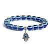 Frisado Evil Eye Frisado Strand Pulseira Mão de Fátima Turco Lucky Blue Eyes Stretch Beads Pulseiras 8mm / 10mm Bead Jóias Drop Deliv Dhvuz