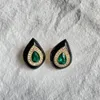 Boucles d'Oreilles Goutte Vintage Gouttelette Noir Vert Doux Cool Délicat Goutte d'Eau Court Rétro Piercing