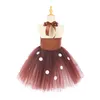 Robes de fille Enfants Filles Noël Santa Renne Costume Brillant Paillettes Elk Cerf Tutu Robe avec bandeau ensemble Princesse Mesh Tulle Robe 231124