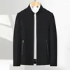 Herenjassen met opstaande kraag, korte effen kleur jas voor jonge en middelbare leeftijd, zakelijke casual minimalistische vaders