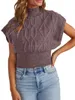 Women's Vests Women S Mock Neck Knit Sweater Vest Summer Cap Sleeve Tops Casual Trendy Pullover Tank Solid Top