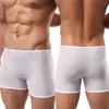 Cuecas sexy homens boxer ultra-fino malha ver através de briefs baixo aumento curto roupa interior elasticidade respirável casual swimwear