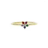 Wedding Rings Promotion Drop Jewelry Simple Delicate Cute Ring Thin Gold Color Band Colorful Cz Paved Fashion Trendy