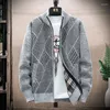 Hommes chandails Cardigan homme automne et hiver rayure pull manteau rue décontracté ample chaud fermeture éclair Chenille épais tricots pull