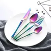 Essgeschirr stellt Großhandelslöffel-Schwarz-Goldbesteck-gesetzte Gabel-Löffel-Messer-Weihnachts24pcs/set Edelstahl-Abendessen-Tropfen-Schiff ein