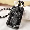 Pendentif Colliers Belle Obsidienne Noire Naturelle Sculpté À La Main Chanceux GuanGong Amulette Collier Gratuit Fine Jewelry