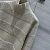 24 FW Women Sweaters Knits Cashmere Designer Tops Pullover Runway Brand Jersey Designer Crop Top Shirt High End Elasticity Dazzling Striped Outwear Knitwear Shirts