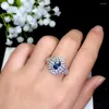Кластерные кольца kjjeaxcmmy бутик -ювелирные изделия 925 Стерлинговое серебро Инкрустируется натуральный драгоценный камень синий топаз