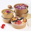 Dijkartikelen Sets Grade wegwerpbaar Kraft Paper Salad Packing Box Takeout Breakfast Fast Tray met deksel Take-away