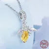 925 Sterling Silver Pendant Charm Yellow Bee Hanging Bead Cute Insect PendantCharm for Women Necklace Bracelet DIY