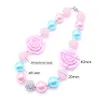 Fashion Pink Flower Kid Chunky Necklace Newest Designable Bubblegum Bead Chunky Necklace Children Jewelry For Toddler Girl