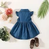 Girls Dresses Princess Birthday Dress for Baby Adorable Sleeveless Denim with Lapel 231124