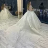 Блестящие свадебные платья с бисером и длинными рукавами 2024 Vestido De Noiva, кружевные пышные свадебные платья с бисером на заказ