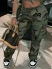 Pantaloni da donna Y2K Vintage Harajuku Streetwear Casual Camouflage Cargo Paracadute Pantaloni dritti a vita alta Camo Gamba larga Abbigliamento donna 231123