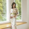 Veilleur de la mode pour femmes Silk Silk One Piece Robe pour Lady Long Manchel Elegant Vintage Luxury Floral NightGowns Mariage Bride Kimono