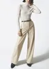 Pantalones para mujer Capris 2023 Invierno Cintura alta PU Drape Sensación Simple Viento Blanco Imitación Cuero Pierna ancha