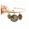 Bracelets de charme Symbole mauvais œil Bracelets de charme pour femmes filles turc chanceux yeux bleus Fatima main Bracelet mode bracelet bijoux Dr Dhgfz