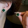 Girocolli Collana verde di lusso Orecchini a bottone per le donne Collane girocollo in cristallo Moda donna Matrimoni Banchetti Set di gioielli 231123