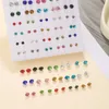 Stud Earrings 50Pairs/Set Classic Fashion Colorful For Women Men Shiny Transparent Rhinestone Studs Earring Jewelry Wholesale