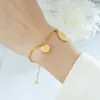 Ссылка браслетов европейское и американское медалионное письмо M Peach Love Pendant Bracelet Fashion Fashion Brand Titanium Steel Lated 18k Gold