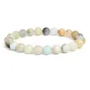 Strand Natural Stone Amazonite Round Beads Bracciale Donna Uomo Gioielli Healing Energy Gem Bracciali 4/6/8/10 / 12mm Braccialetto elastico Regali