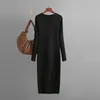 Casual Dresses Autumn Winter Slim Fit Knitted Dress For Women Long Sleeve Tight Wrap Hip Elegant Femme Robe Knitwear