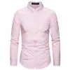 Chemises décontractées pour hommes 2023 printemps et automne mode simple double couche col à manches longues coupe ajustée couleur unie chemise polyvalente