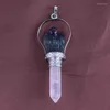 Hänge halsband unika ängel scepter hängen reiki healing naturliga stenar kristall ametyst smyckesfynd för kvinnor män passar