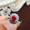 Bagues de cluster Ruby Ring Pure 18K Gold Bijoux Véritable Naturel 0.48ct Diamants rouges Anniversaire Femme pour femme Fine