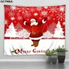 Tapestries År Jul Tapestry Wall Hanging Xmas Tree Pise Pise Santa Claus Snowman Stor storlek Heminredning Bakgrund Tyg 231124