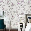 壁紙ヨーロッパの田舎の花の壁紙リビングルーム寝室の背景紫色の花の緑の葉の家具の改修