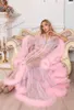 Robes de soirée See Thru Sexy Prom Ruffles Fur Edge Poshoot Robes Sheer Tulle V Neck Robe de maternité Robes 2023