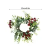 Decorative Flowers Artificial Simulation Garland Candle Ring Eucalyptus On Christmas Red Fruit Table Party Decoration