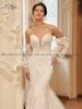 Wedding Dress Exquisite Lace Mermaid Dresses Sweetheart Neckline White Ivory Chapel Train Bridal Gown With Removable Sleeves