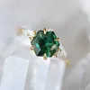 Anillos de boda DRlove diseño único 6 lados verde CZ mujeres 2023 lujo Color oro anillo de fiesta temperamento elegante señora joyería