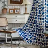 Tenda geometrica semi-oscurante per finestre tende per finestre bohémien a pois blu in cotone e lino per sala da pranzo, soggiorno, camera da letto