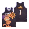 Баскетбол PHX кино Джерси 1 Garfield 2004 Retro College for Sport Fans Pure Cotton Black White Purple Team Отставление дышащая винтажная рубашка Hiphop Man