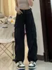 Jeans pour femmes Femmes Cargo Pantalon Noir Vintage Streetwear Y2K Baggy Taille haute BF Mode Femme Denim Pantalon Américain Rétro