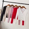 Women's Sweaters Cardigan Female Black Cropped Korean Style Knitted Sweater Long Sleeve Top Sweaters Knit Ladies Women's Coat Spring Blouses 231124